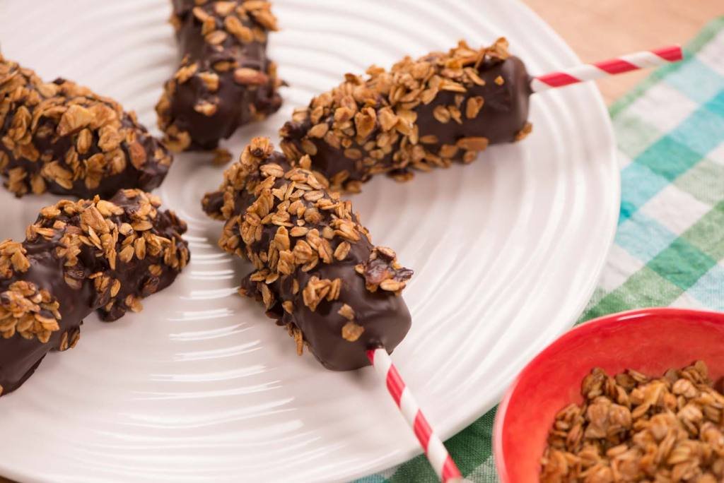 Chocolate Granola Banana Pops