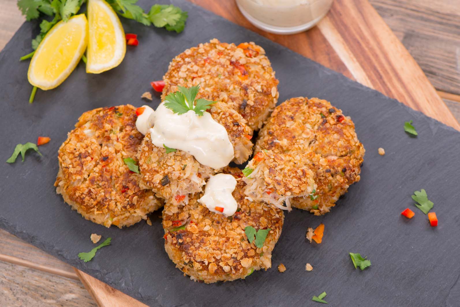 Crab Cakes with Lemon Aioli - Oats Everyday