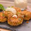 Crab Cakes rolled in Oats with Lemon Aioli