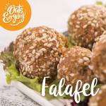 Falafel, rolled in sesame seeds and oats