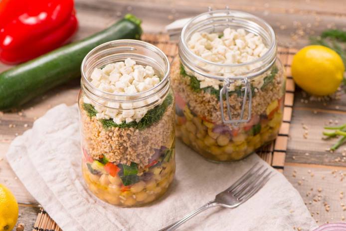 Individual Chickpea and Oat Salads