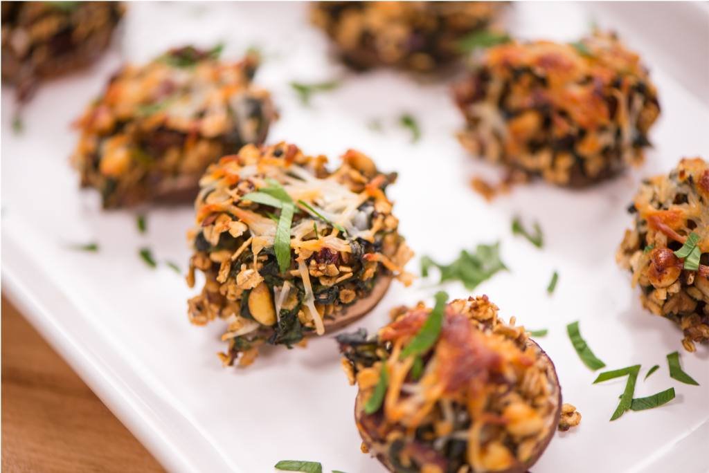 Mediterranean Stuffed Mushrooms with Quick Oats