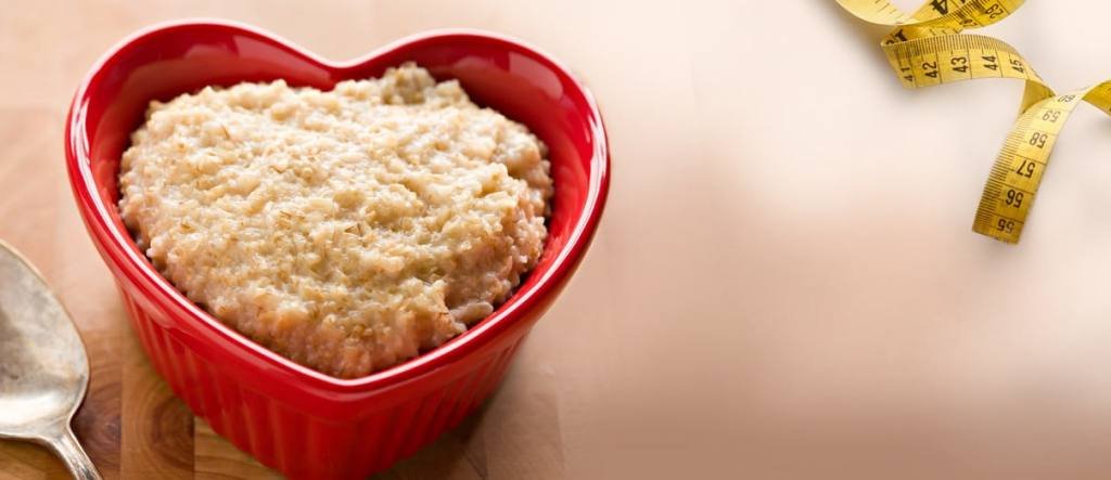 Heart-shaped bowl of oatmeal