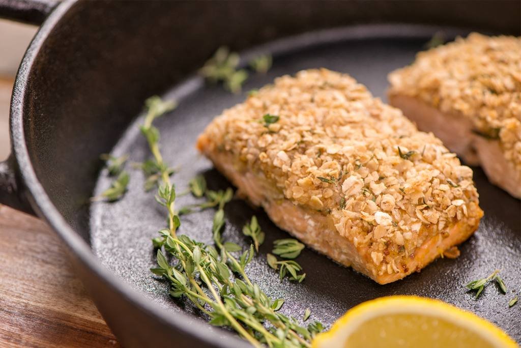 Honey Mustard Oat Crusted Salmon