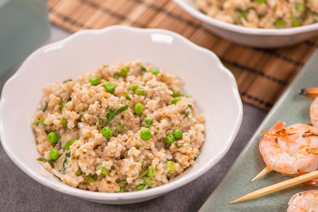 Risotto d’avoine au parmesan et aux pois