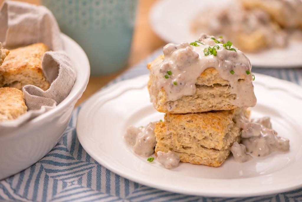 Buttermilk Oat Biscuits Sausage Gravy