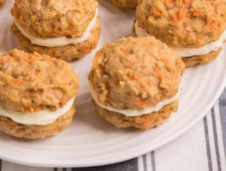 Carrot oat cakes filled with cream cheese frosting
