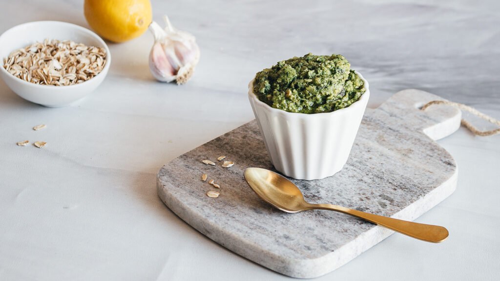 basil pestos with oats